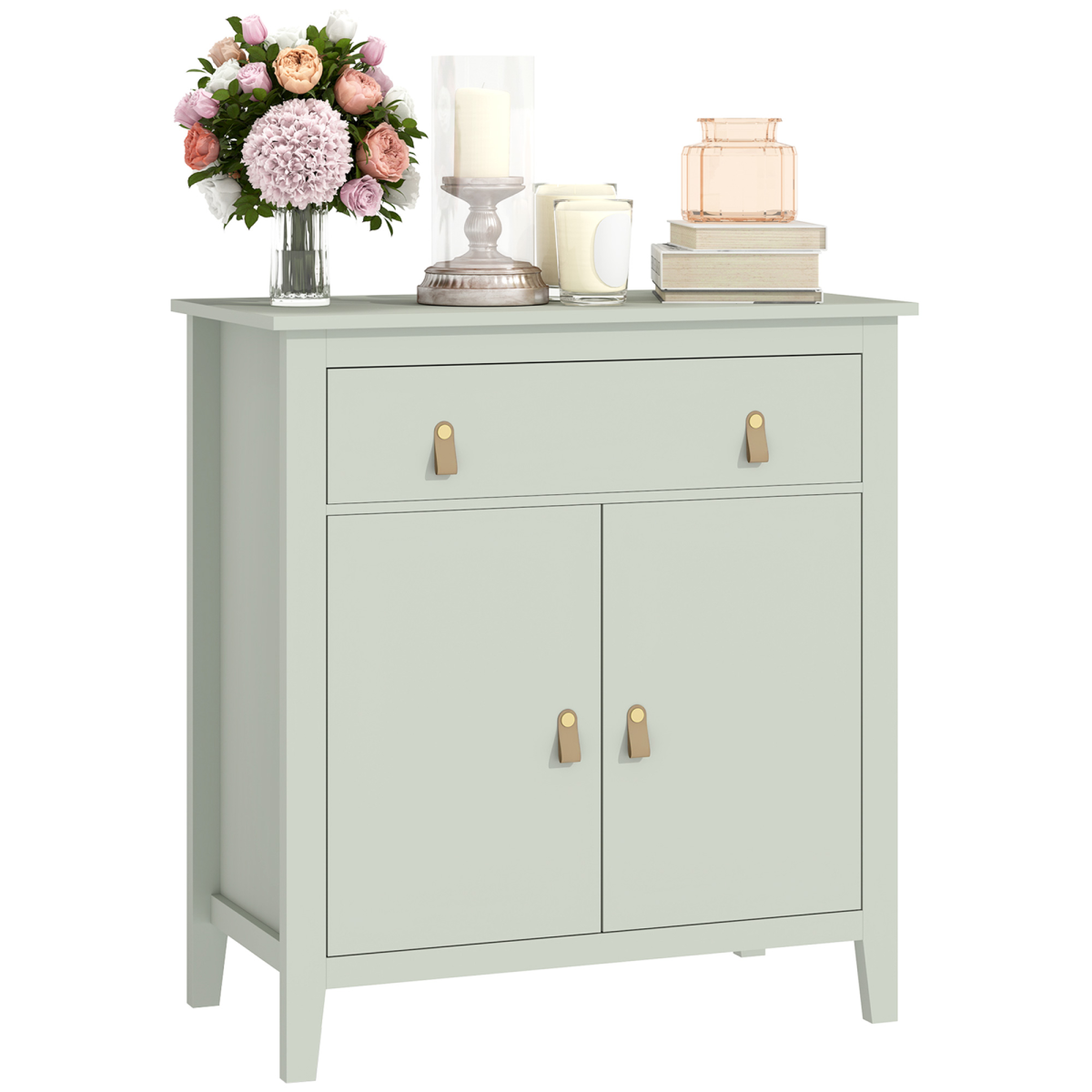 HOMCOM Sideboard Cabinet with Drawer, Adjustable Shelf, Light Green
