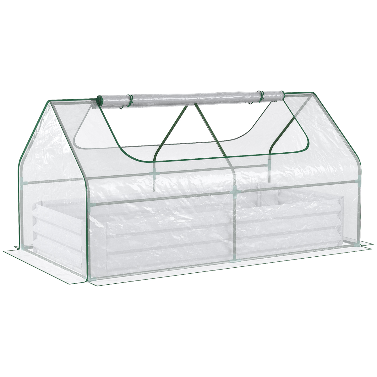 Outsunny Steel Raised Garden Bed Planter Kit with Greenhouse Cover, 185 x 95 cm