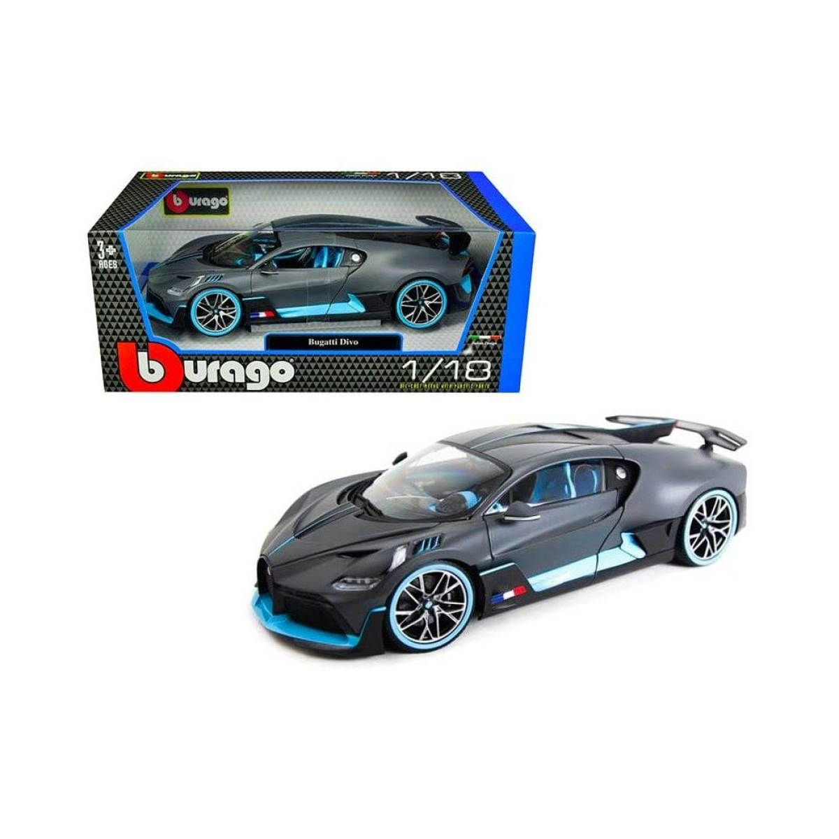 BBurago Bugatti Divo 1:18 Diecast Model Car Grey/Blue
