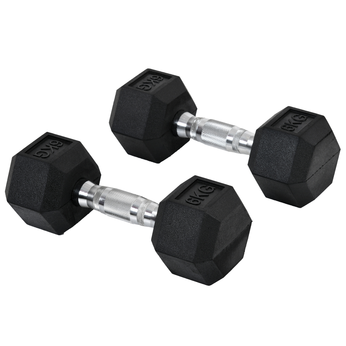 HOMCOM Hexagonal Dumbbells Kit, 2 x 6kg Weight Lifting Dumbbells for Home Fitness