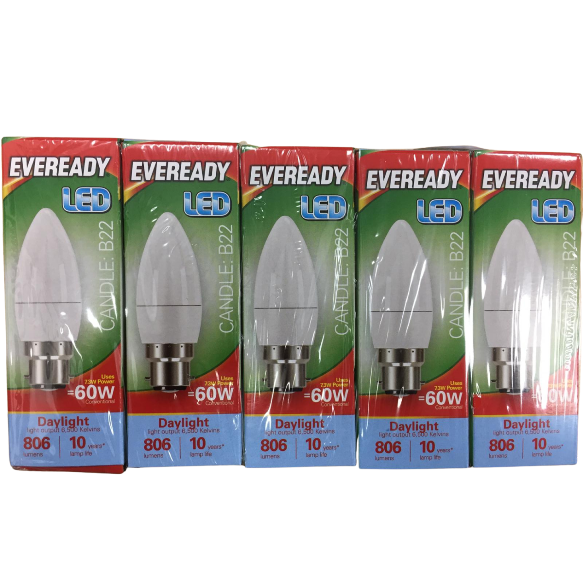 Eveready LED Candle Bulb 806LM Opal B22 Pack of 5