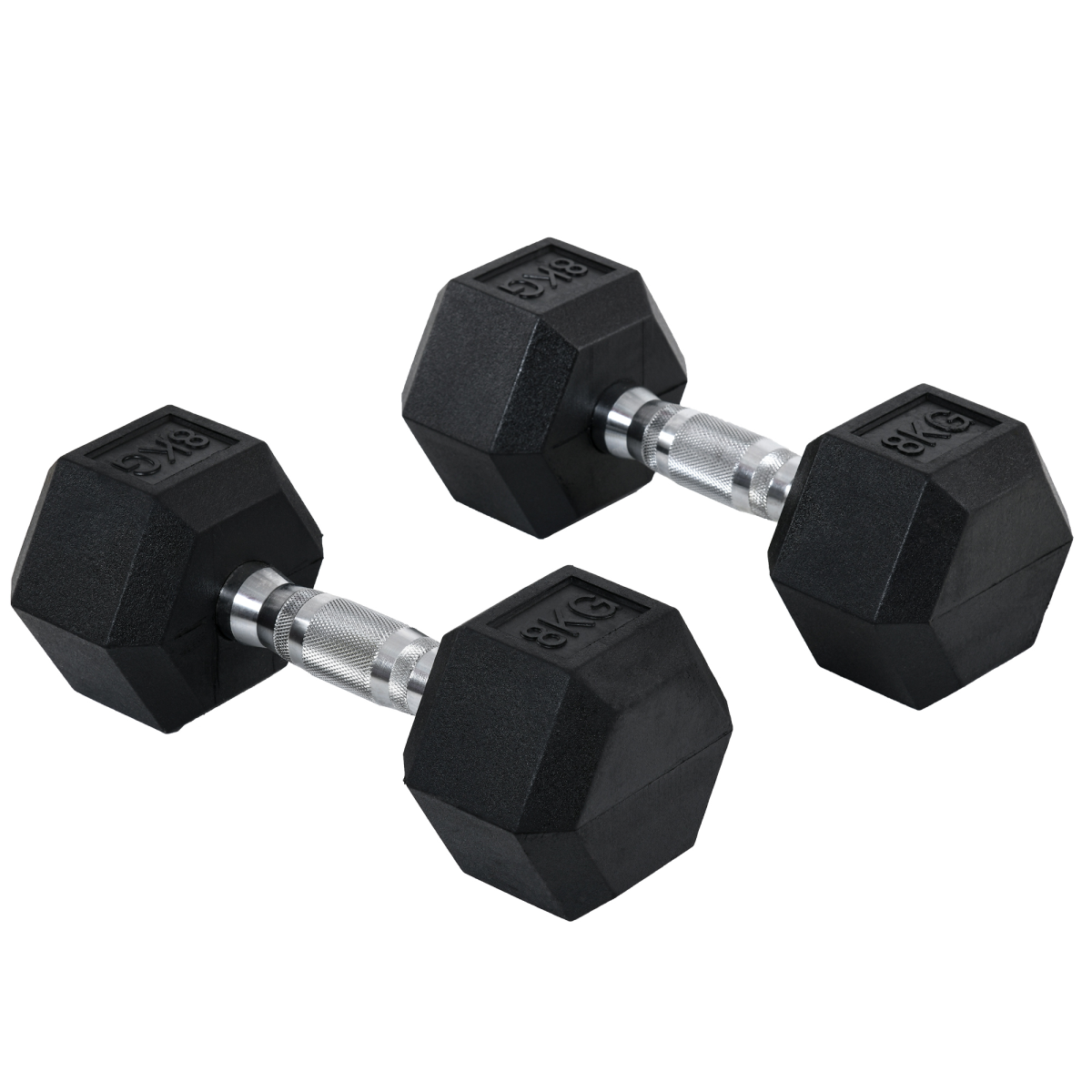 Hexagonal Dumbbells Kit 2 x 8kg for Home Fitness - HOMCOM