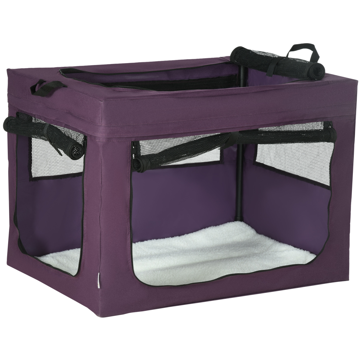 Foldable Pet Carrier Bag with Cushion for Small and Medium Dogs - Purple