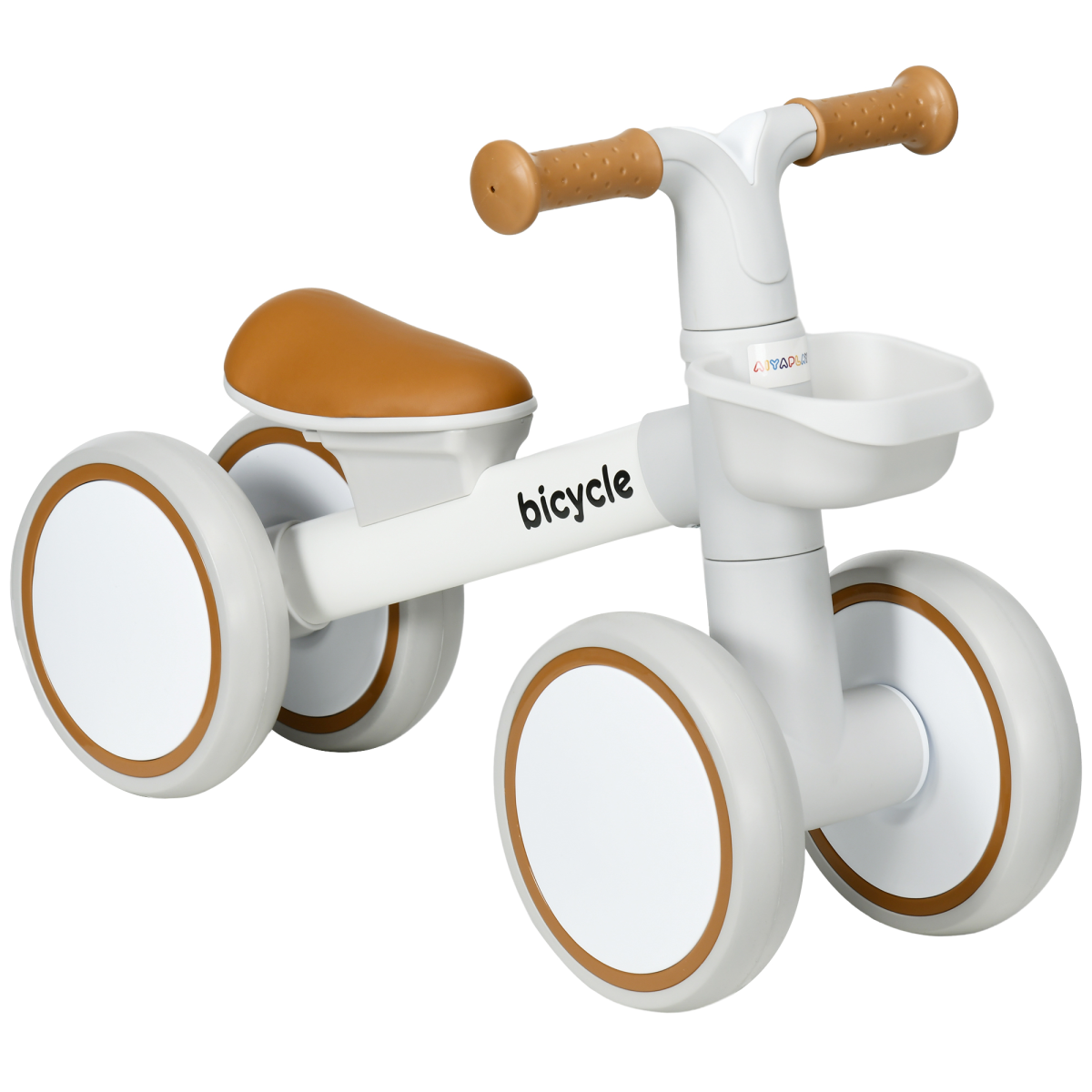 AIYAPLAY Kids Balance Bike, Adjustable Seat, Ages 1-3, Brown