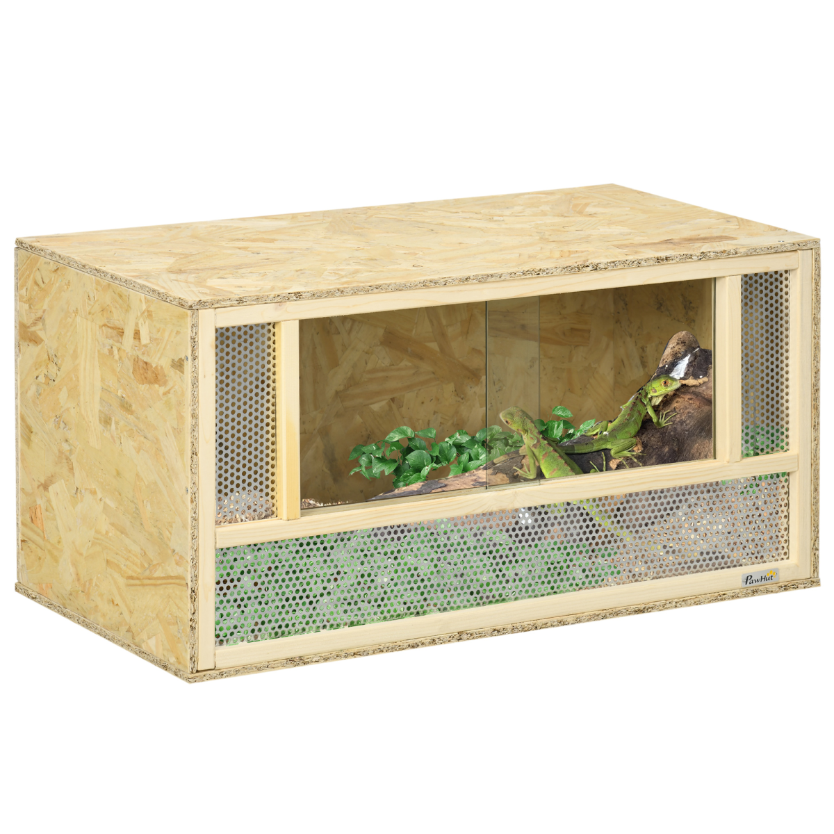 PawHut 80cm Reptile Terrarium with Glass Sliding Doors, Mesh Panels