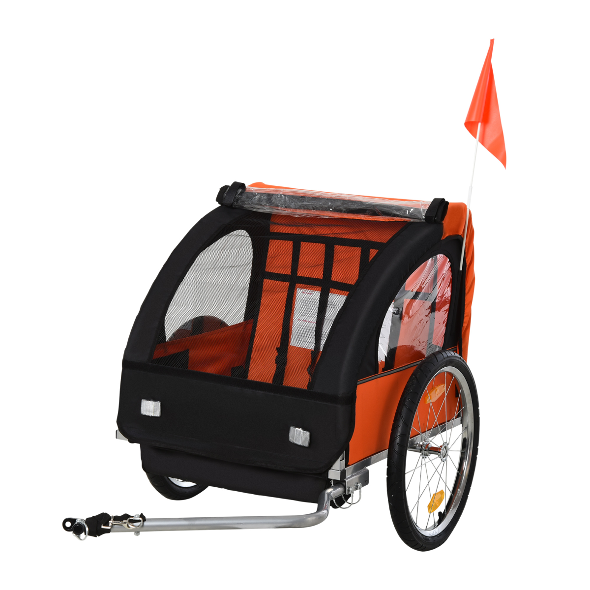 HOMCOM 2-Seat Child Bike Trailer with Steel Frame and 5-Point Harness