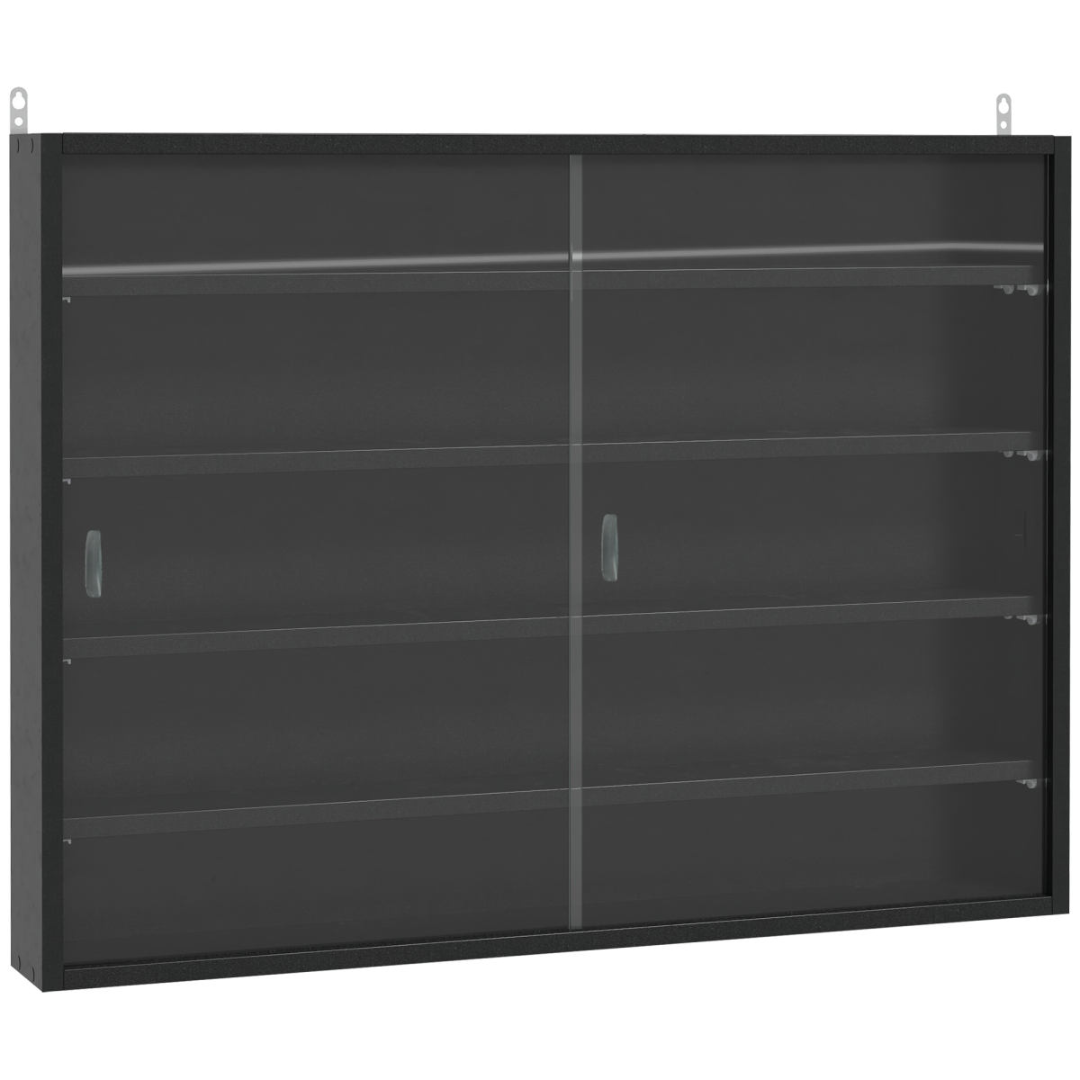 5-Tier Wall-Mounted Glass Display Cabinet with Adjustable Shelves, Black