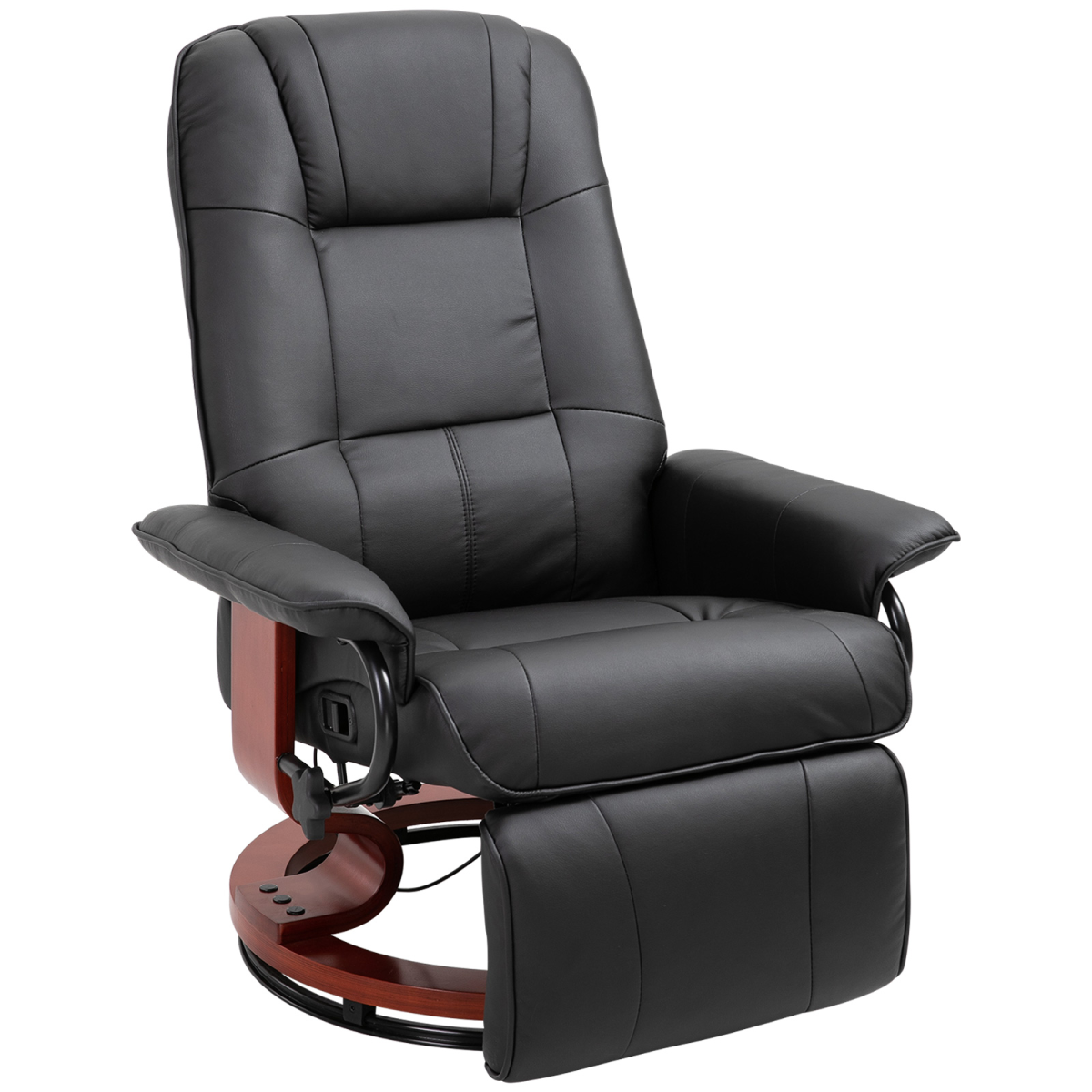 Ergonomic Black PU Leather Recliner Armchair with Footrest
