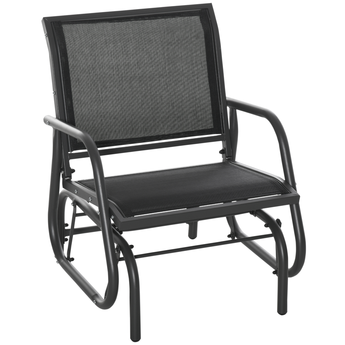 Outdoor Gliding Chair with Mesh Seat, Curved Back & Steel Frame