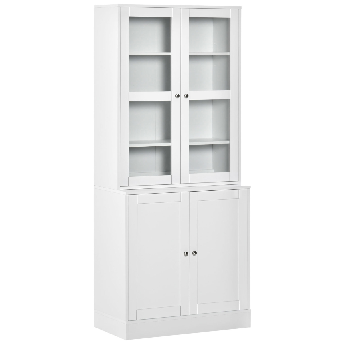 HOMCOM Modern Bookcase Storage Cabinet with Glass Doors, Adjustable Shelves