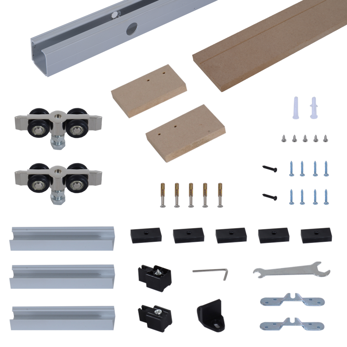 HOMCOM Rustic 6.5 ft Classic Sliding Door Kit Set 2000mm for Single Wooden Door, 35-45mm Thickness, Door Not Included