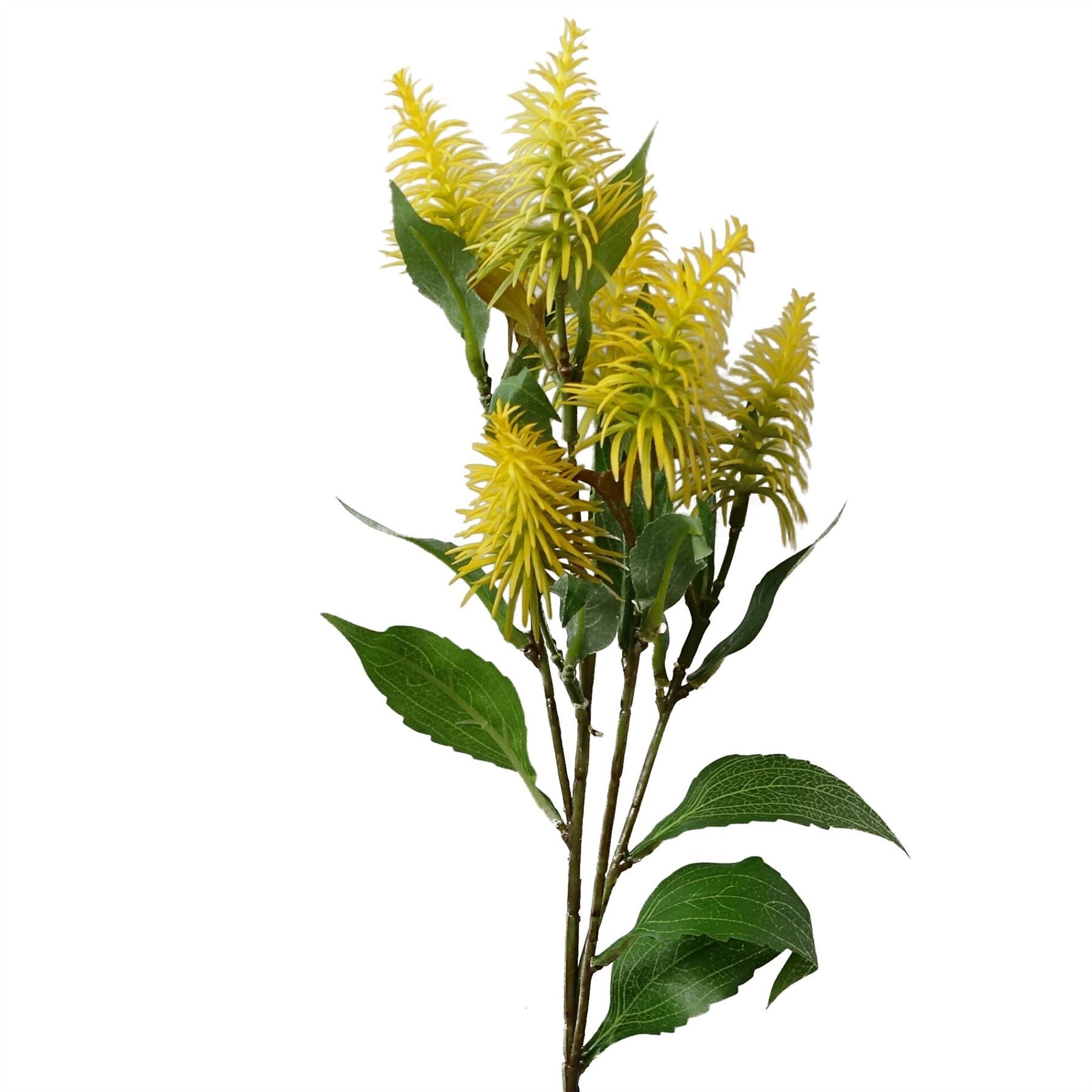 Leaf 55cm Callistemon Pallidus Yellow Bottle Brush Stem with Silk Leaves and Wired Shapable Stem