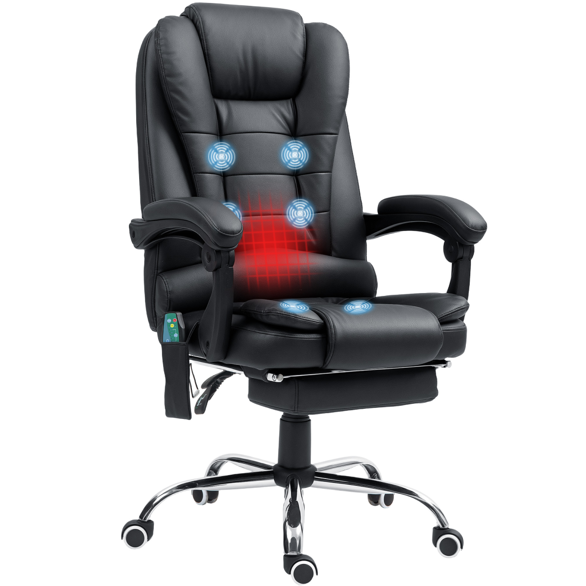Vinsetto Heated 6-Point Vibration Massage Office Chair, Black