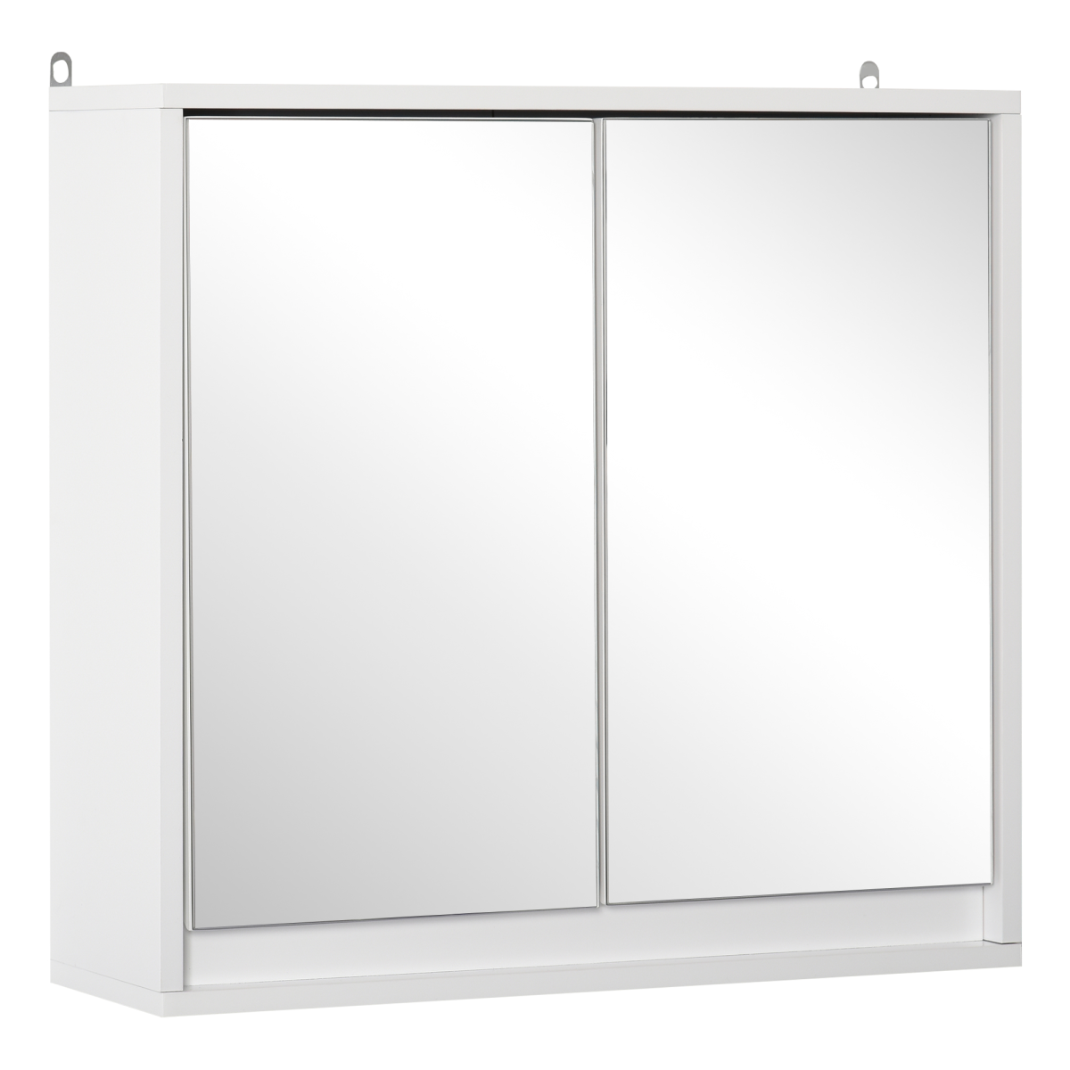 Wall Mounted Bathroom Mirror Cabinet with Adjustable Shelf and Storage Shelf, White