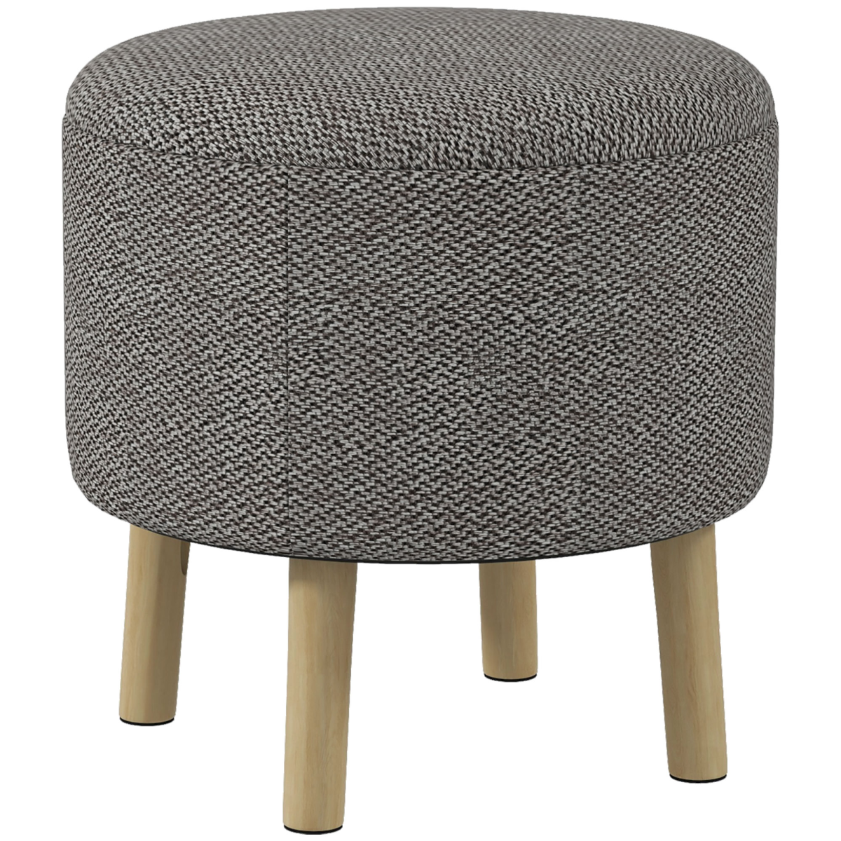 HOMCOM Round Storage Ottoman Stool with Cushioned Top & Hidden Storage