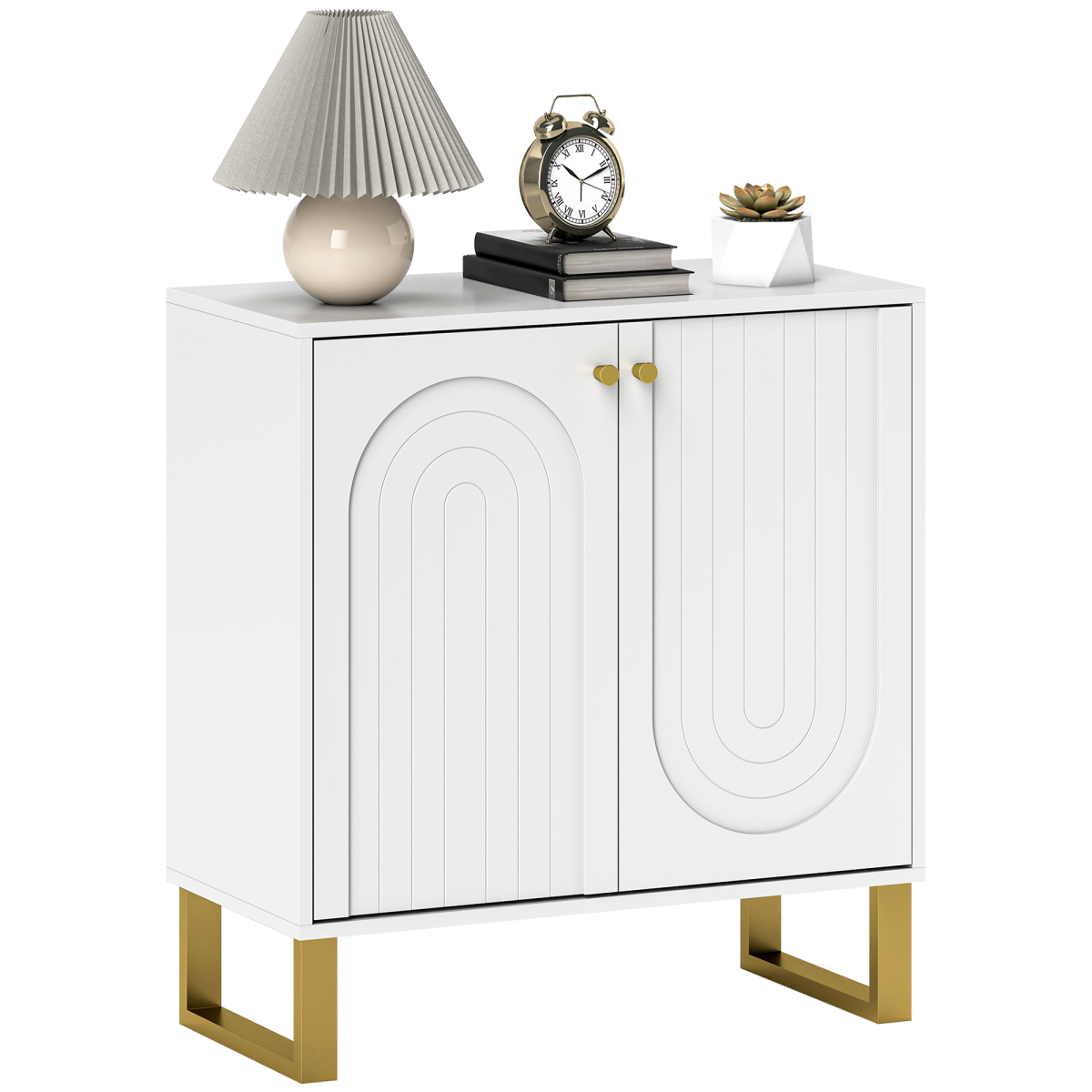HOMCOM White Sideboard Cabinet with Adjustable Shelves & Doors