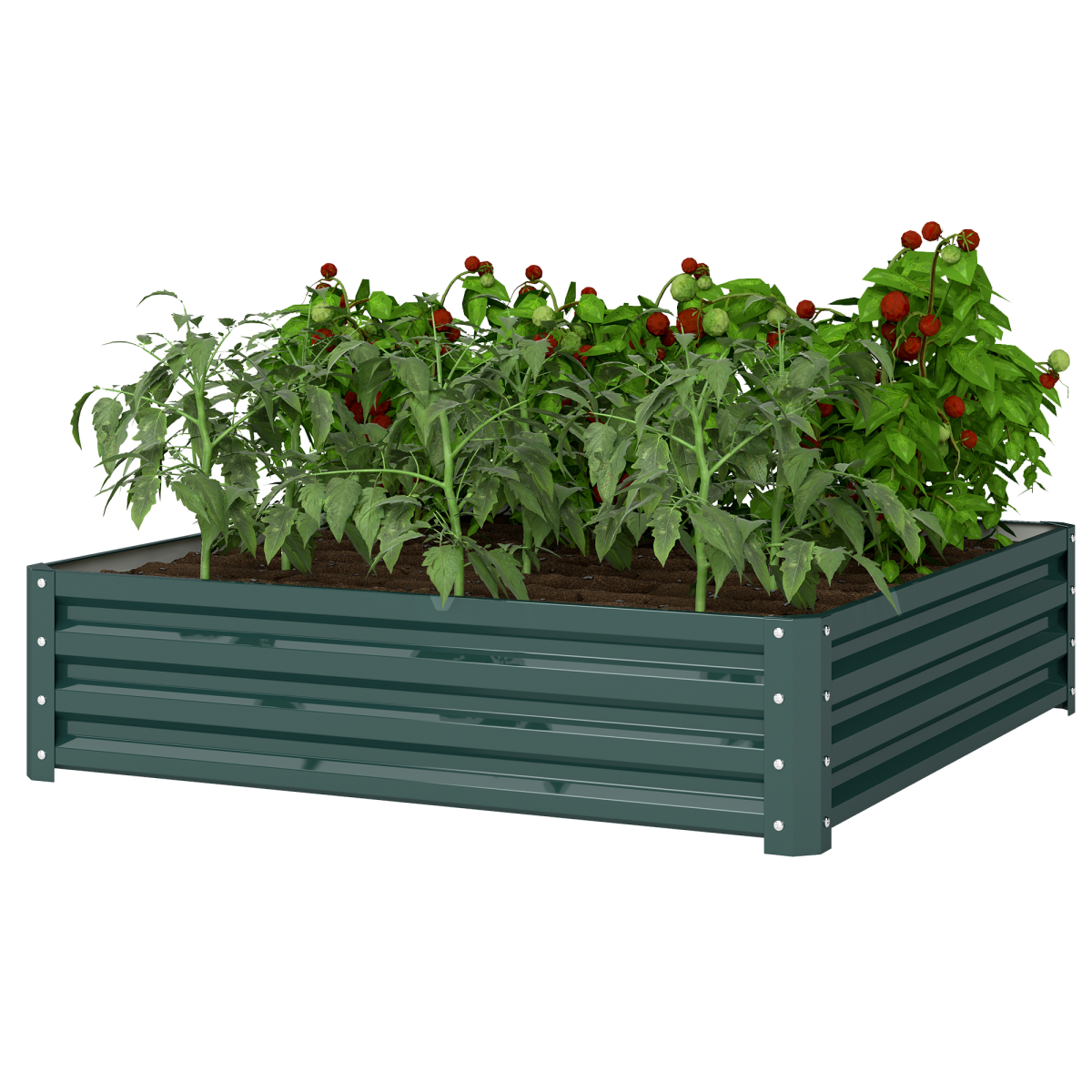Outsunny 120x120cm Galvanised Steel Raised Garden Bed Planter