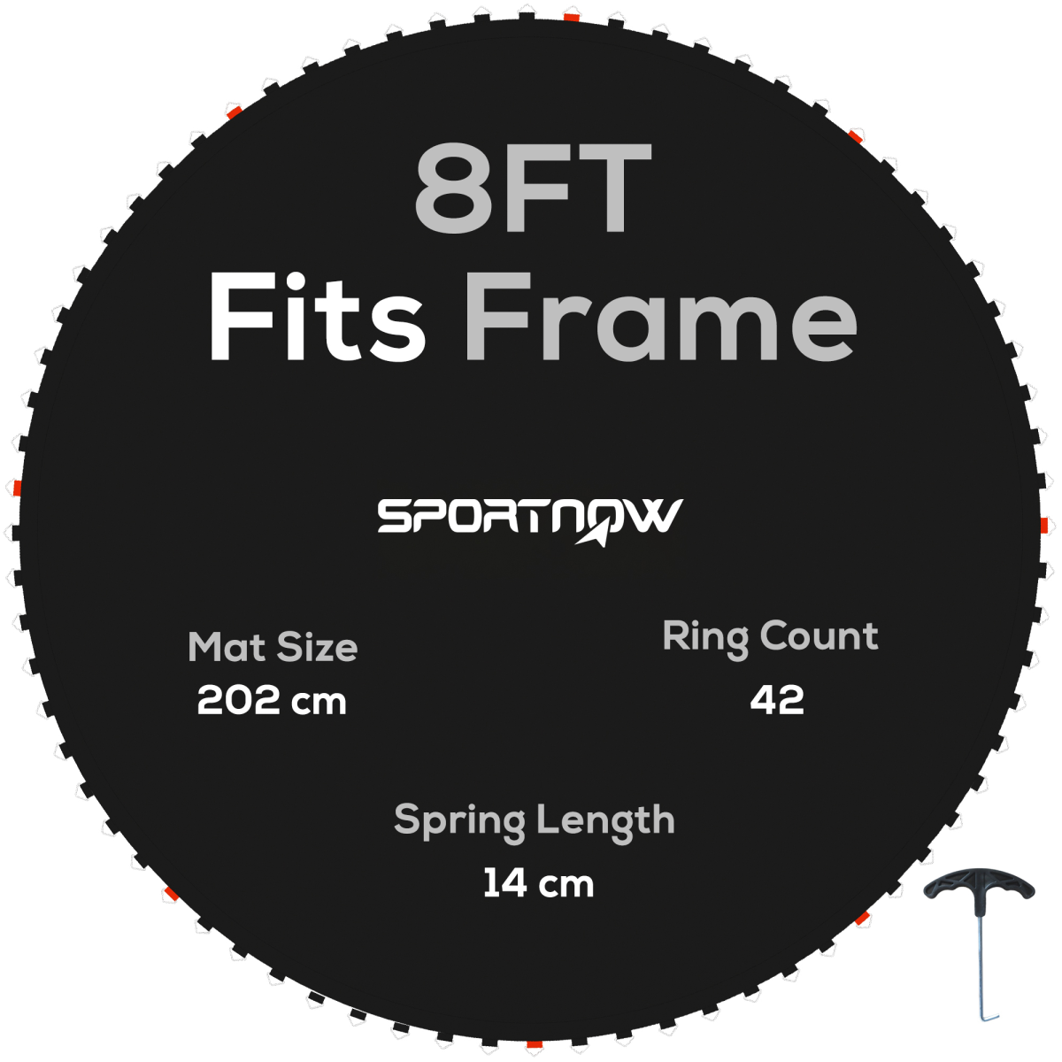 SPORTNOW 8ft Round Trampoline Mat with 42 V-Rings, PP, UV-Protected, Black