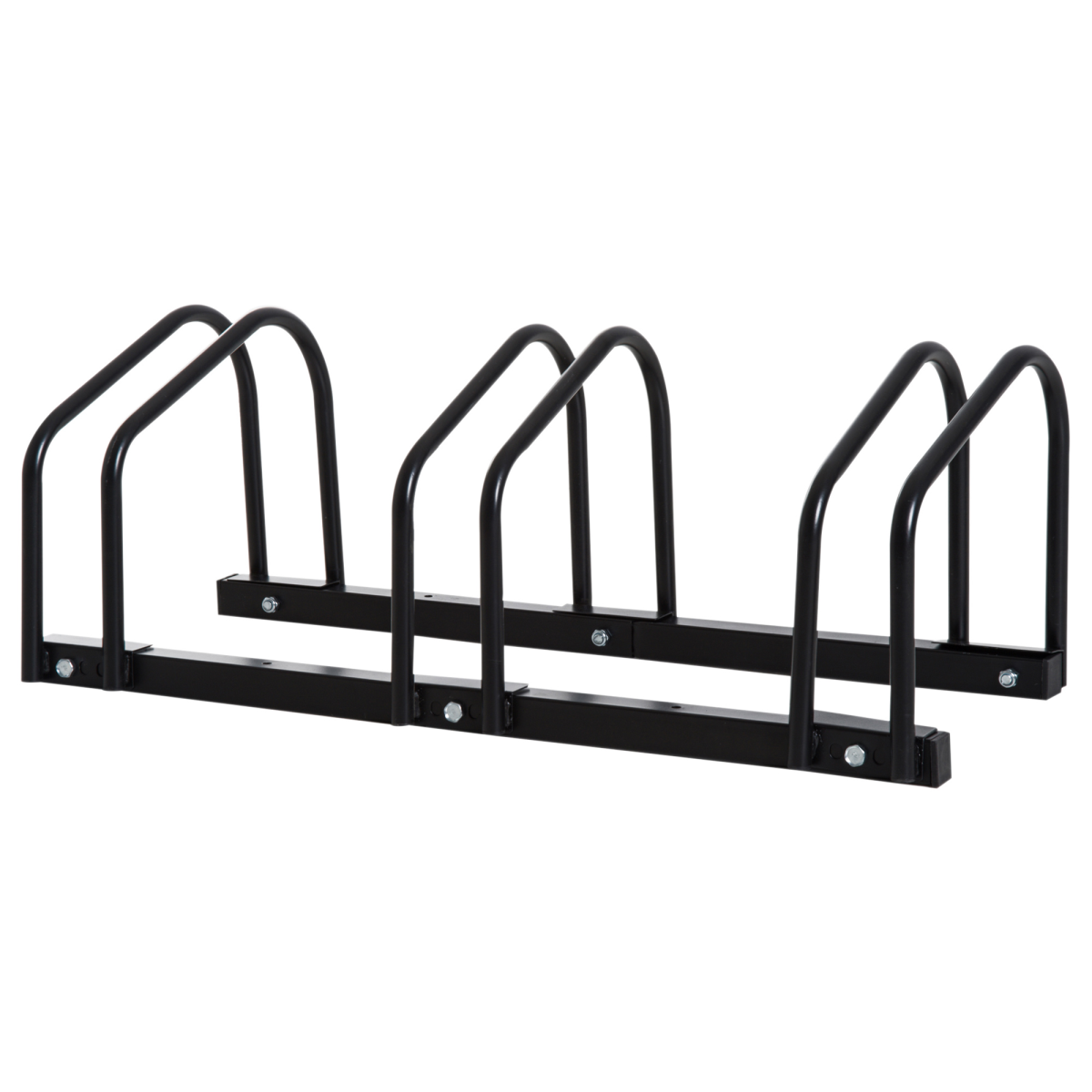 3-Bike Parking Rack, Floor or Wall Mount Bicycle Storage Stand, Detachable Steel, Black