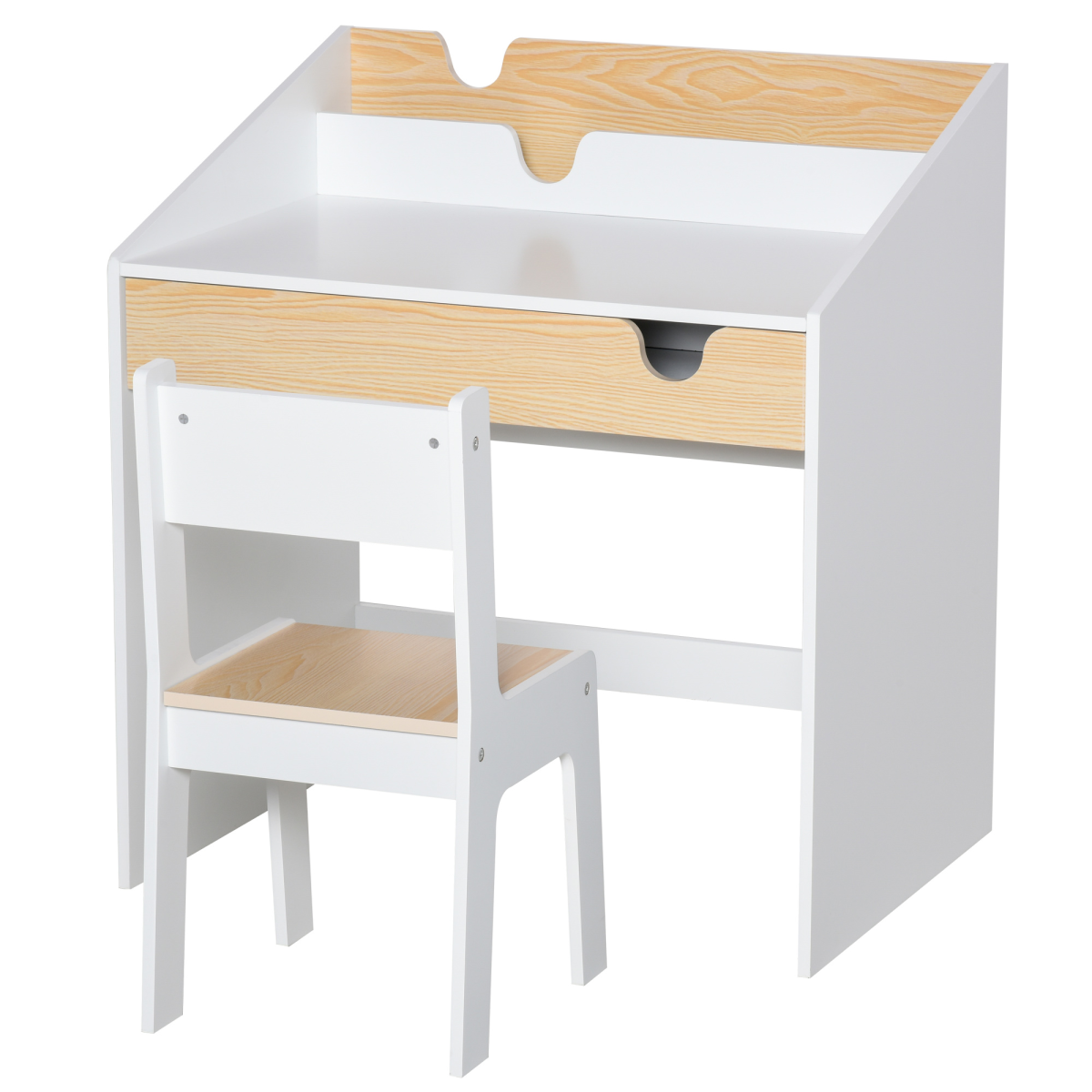 Two-Piece Kids Desk and Chair Set with Storage