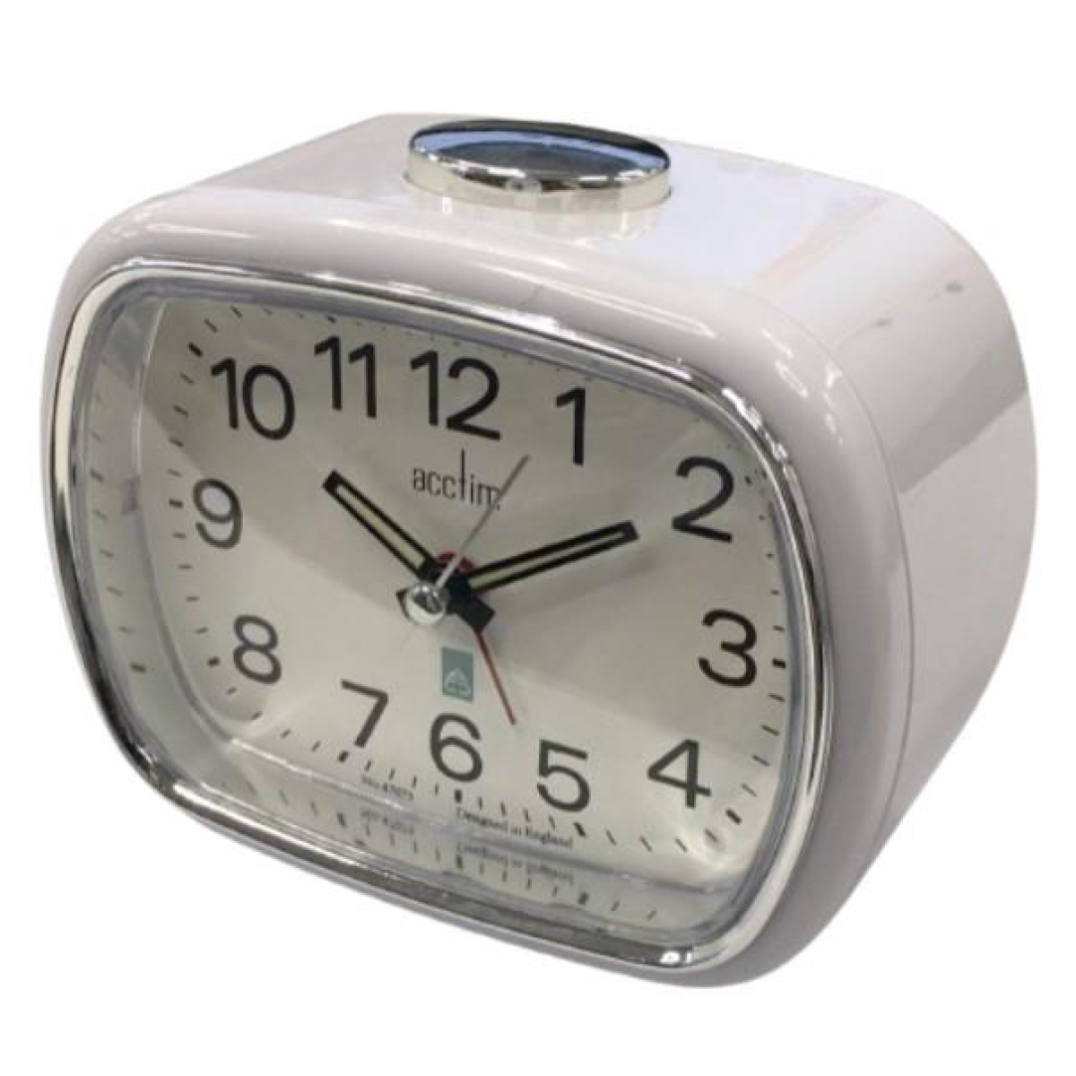 Acctim Camille Quartz Alarm Clock with Snooze, Light, Luminous Tipped Hands, Chrome Bezel