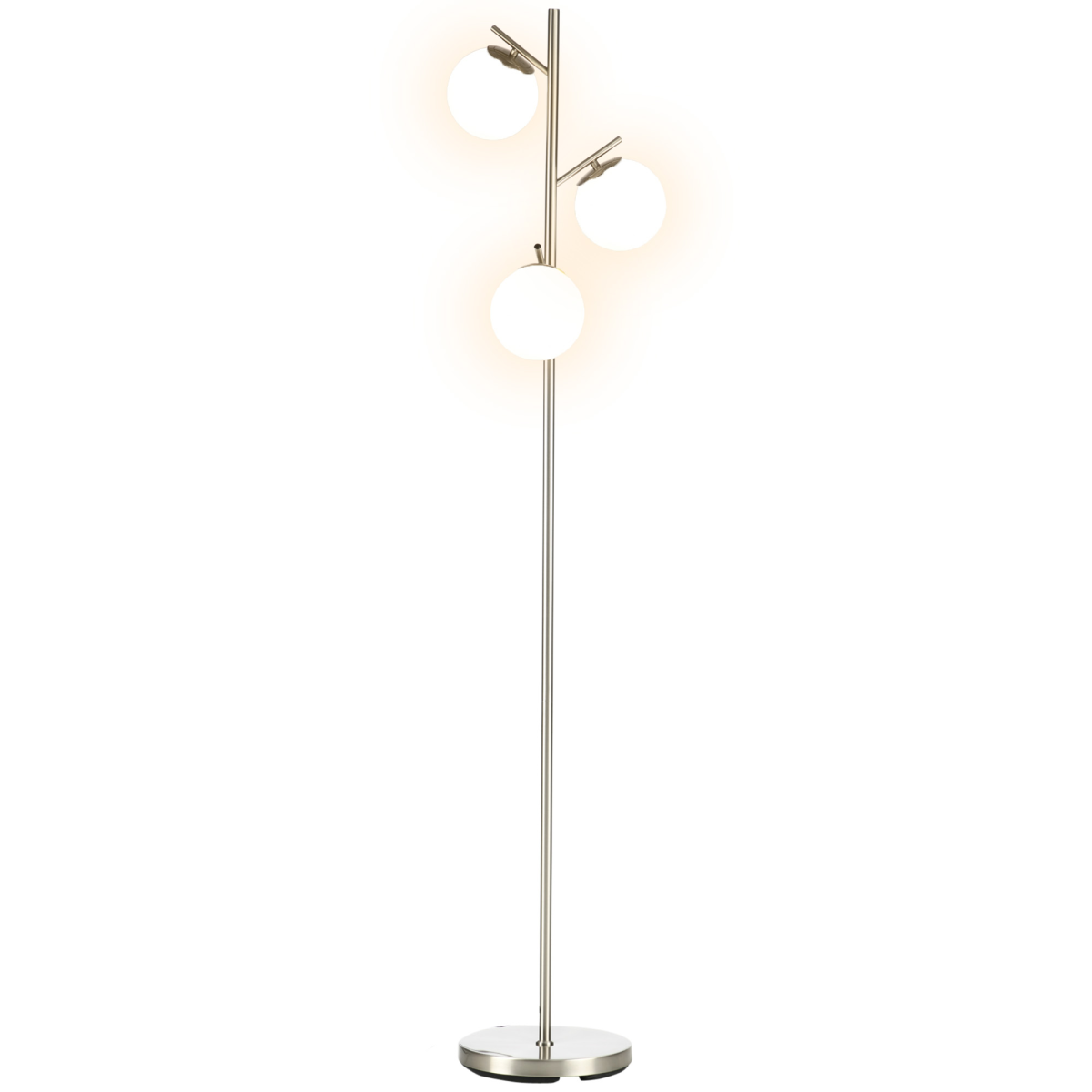 Modern 3-Light Silver Tree Floor Lamp with Globe Shades