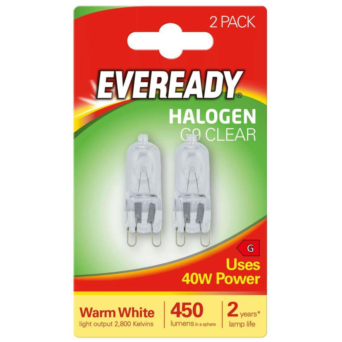 Eveready S819 G9 Halogen Capsule Bulb 40W 450lm Warm White Pack of 10