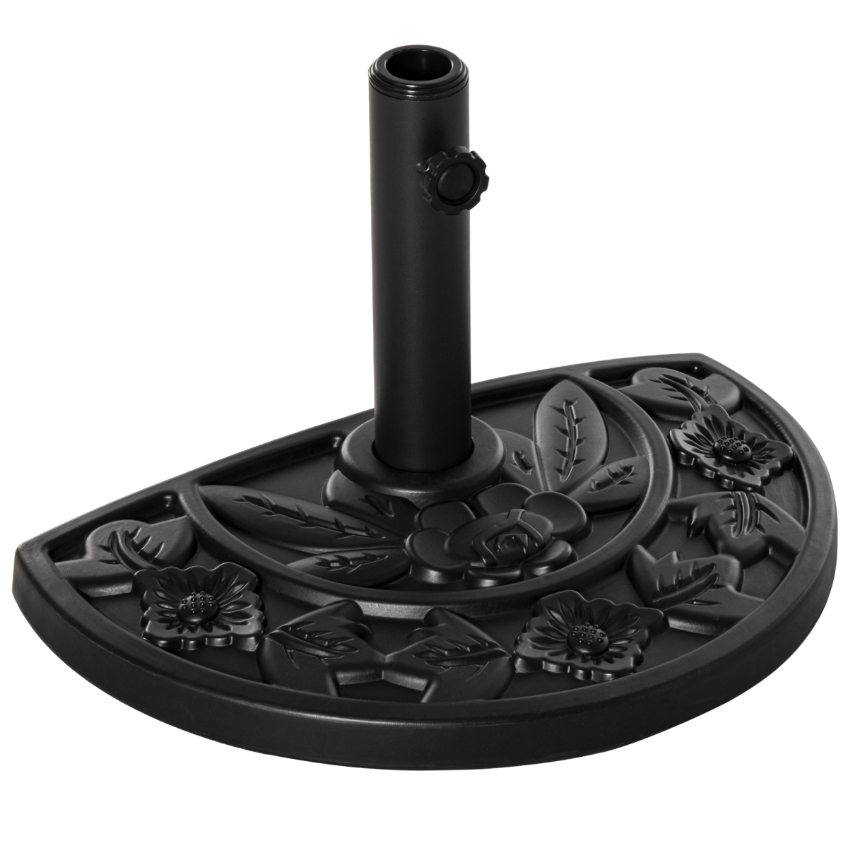 Outsunny Half-Round Weighted Parasol Base Stand, Black