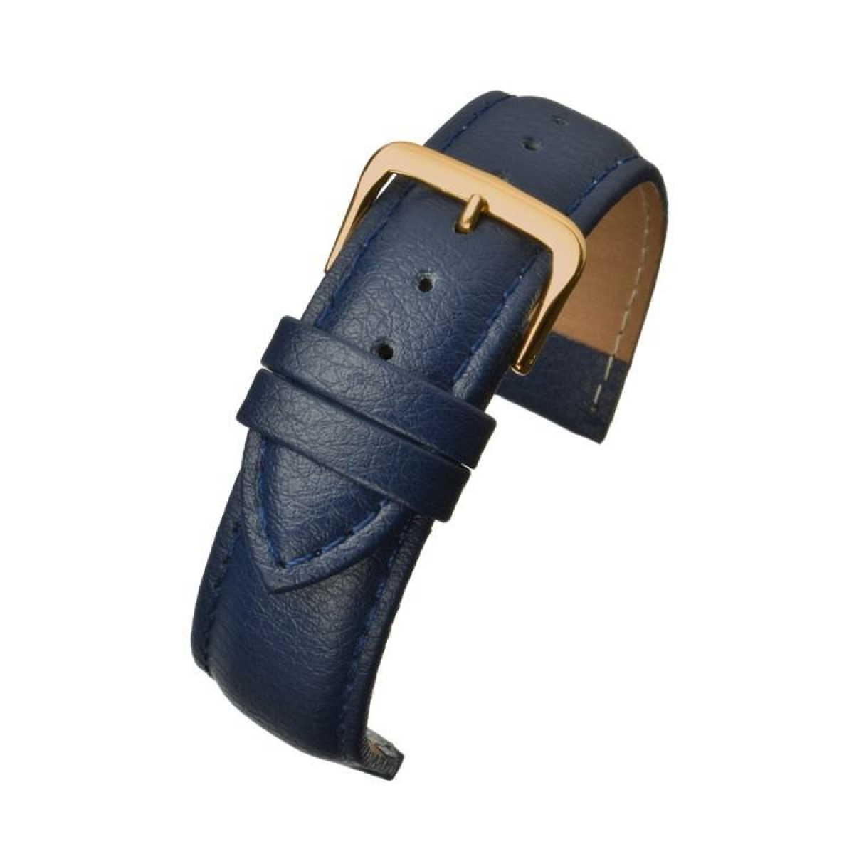 Blue 18mm Padded Buffalo Grain Leather Watch Strap