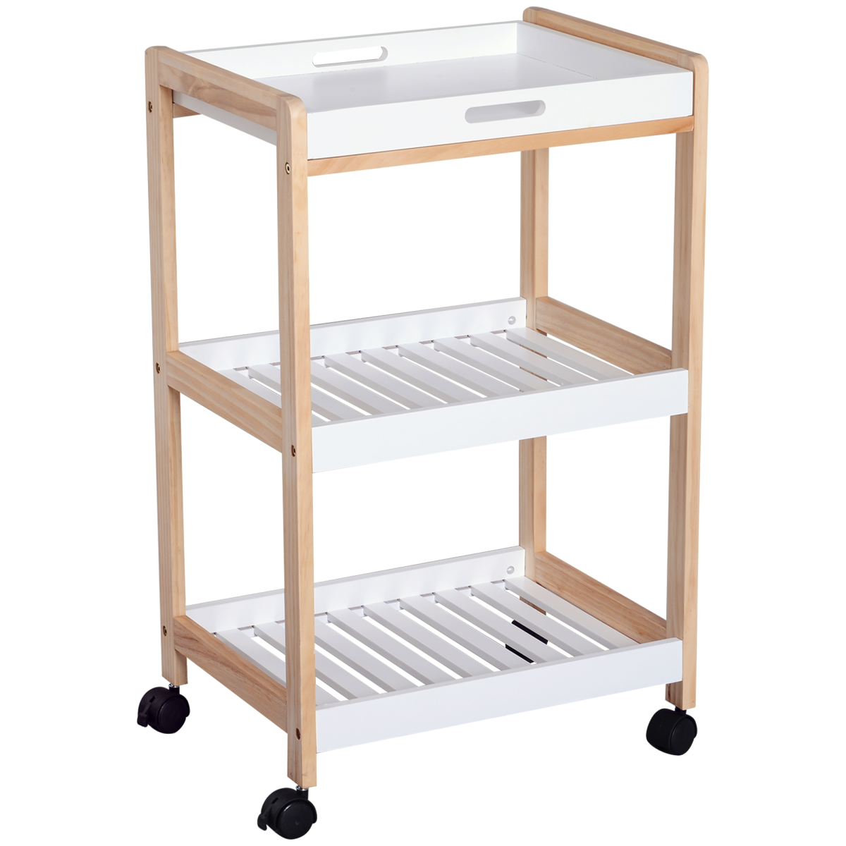 Bamboo and MDF Kitchen Serving Trolley, 74.5 cm High