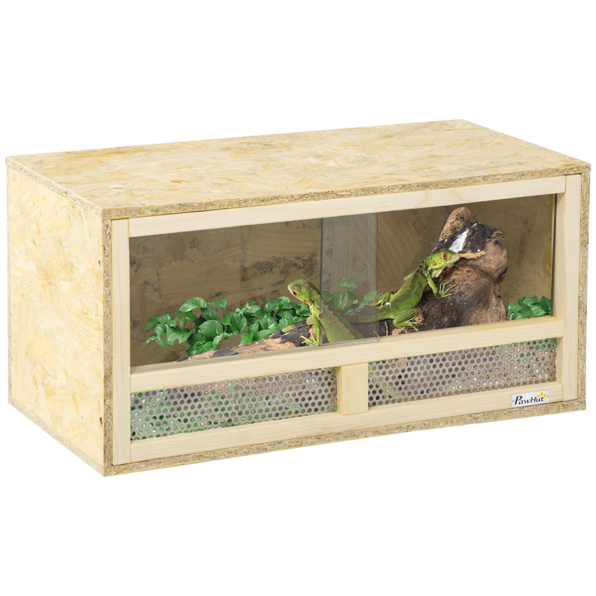 PawHut Reptile Terrarium with Sliding Glass Doors and Mesh Panels