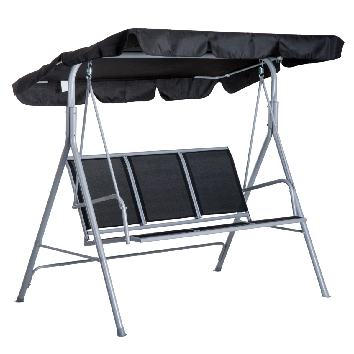 Outsunny Outdoor 3-Seater Swing Chair with UV Protected Canopy and Sling Fabric Seating