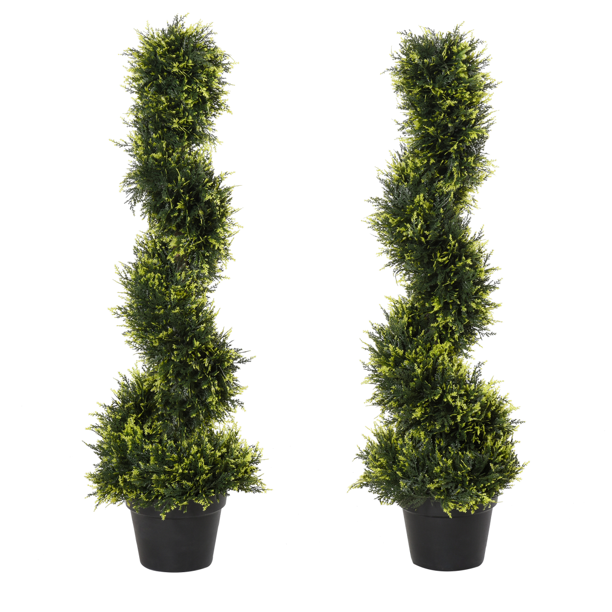 Set of 2 Artificial 90cm Spiral Topiary Trees with Pots