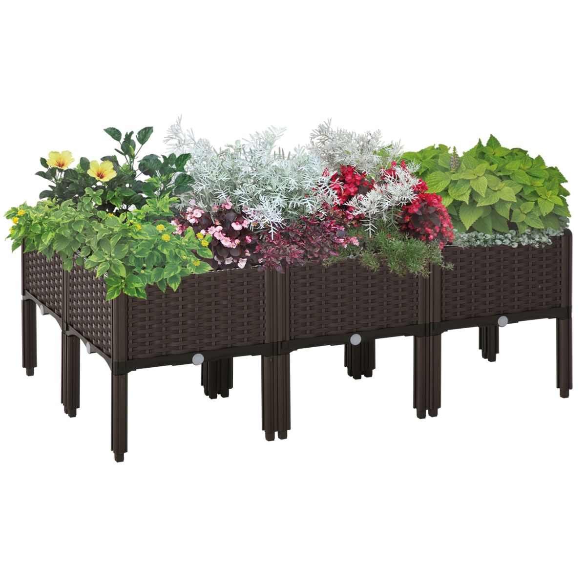 Outsunny 6-Piece Stackable Raised Garden Bed with Drainage Holes