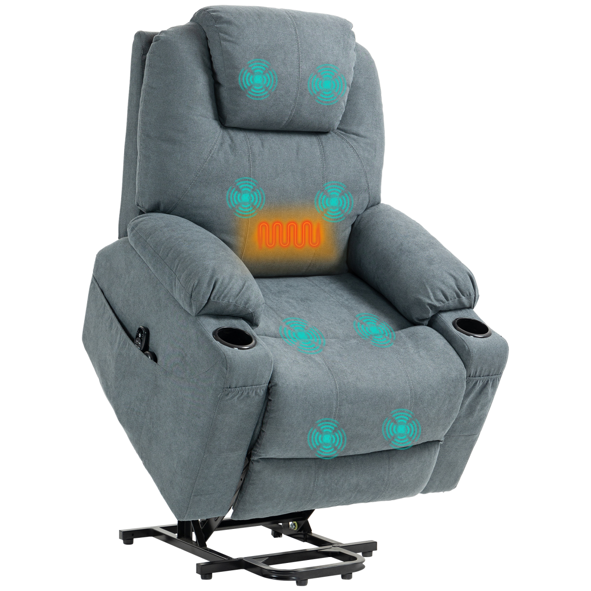 HOMCOM Lift Recliner Chair with Vibration Massage & Heat, Grey