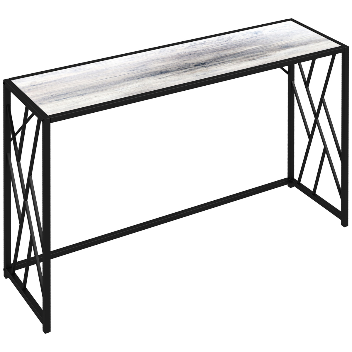 120cm Industrial Console Table with Metal Frame and Grey Wood-Effect Top for Hallway and Living Room