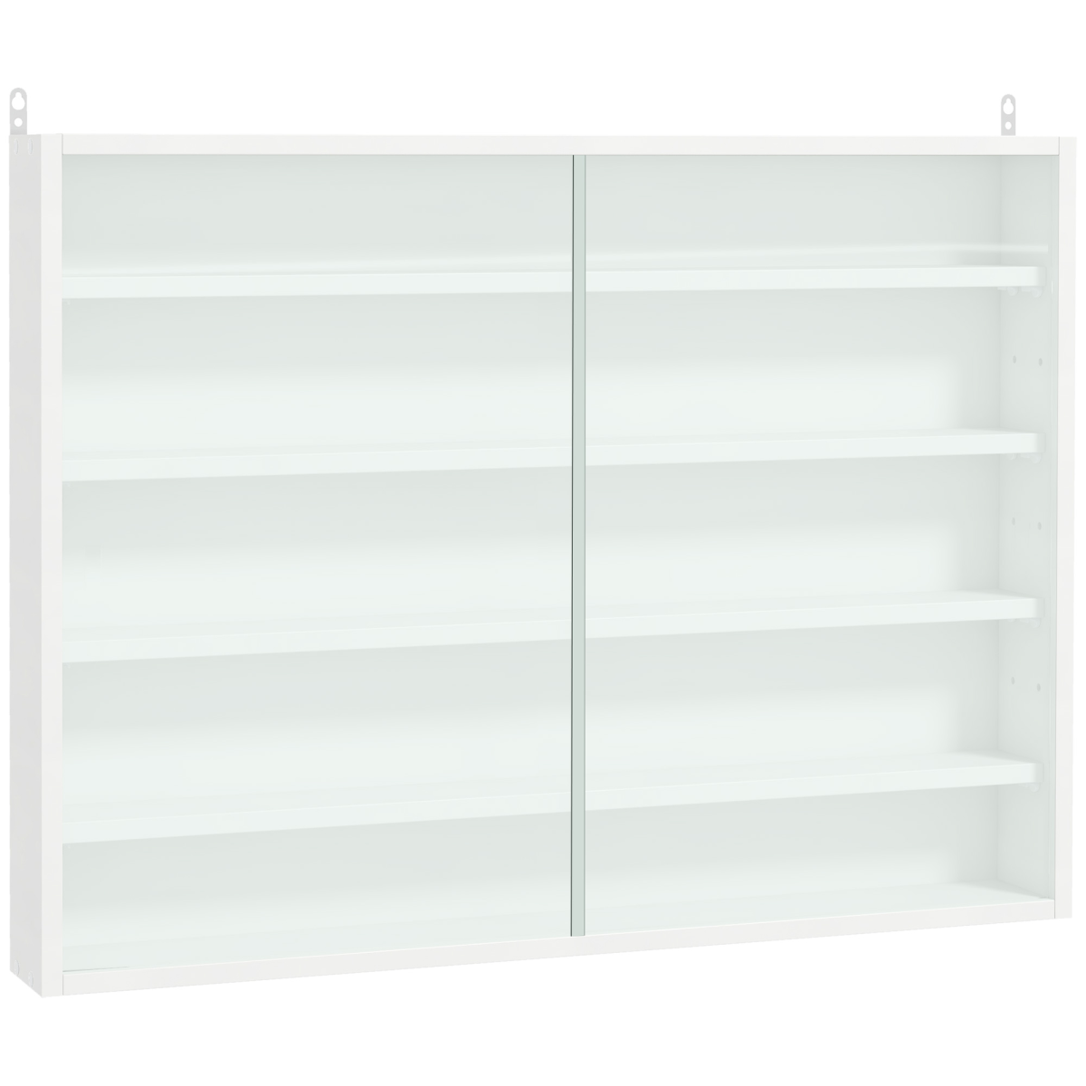5-Tier Wall Mounted Display Cabinet with Glass Doors and Adjustable Shelves White