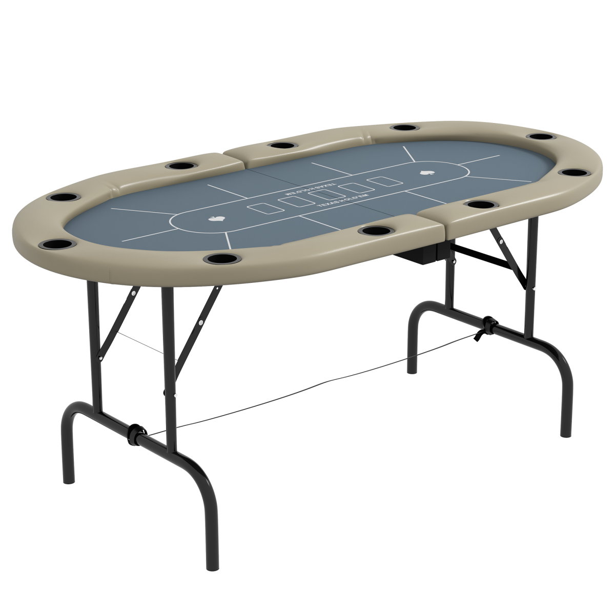 SPORTNOW 10-Player Extra-Large Folding Poker Table with Cup Holders