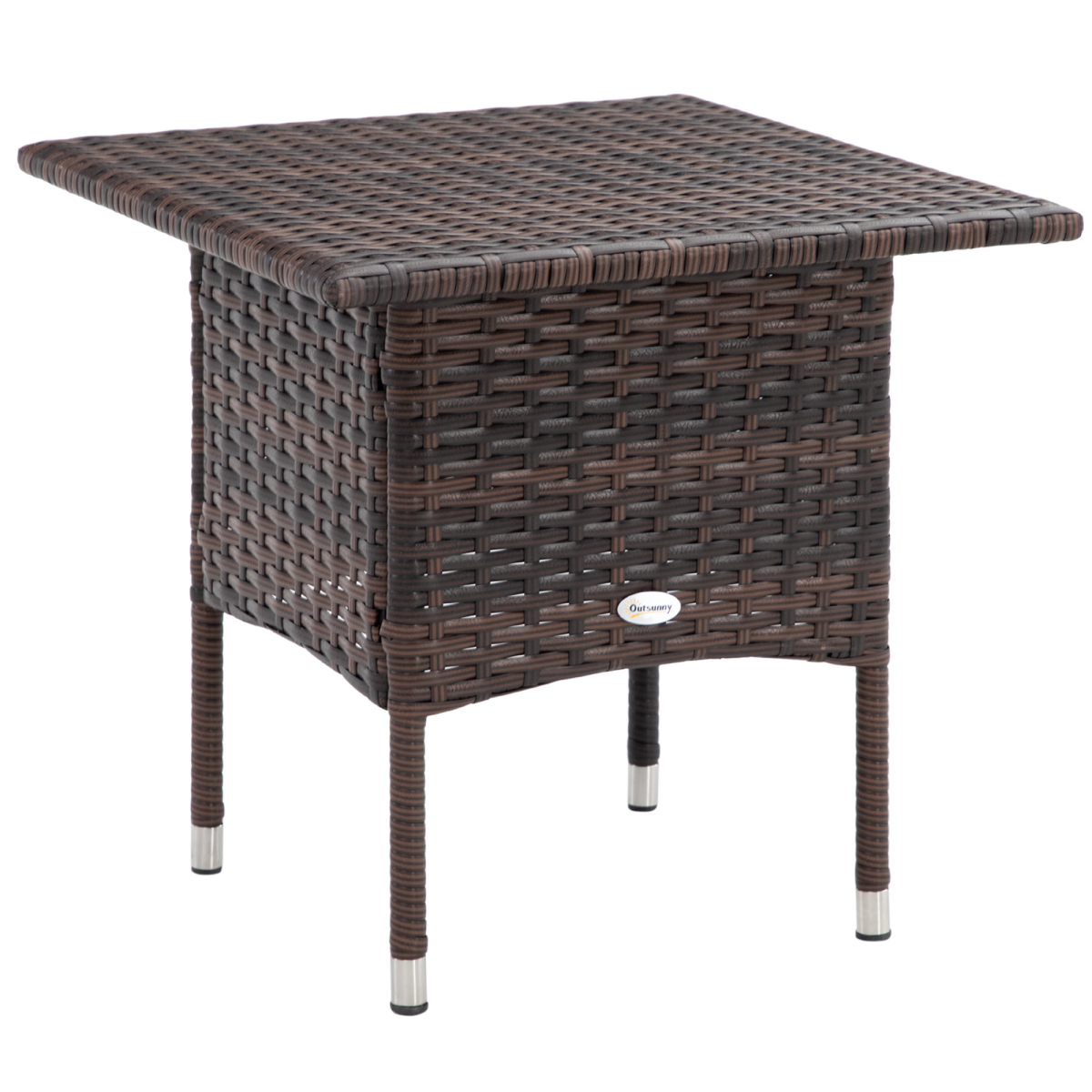Outsunny PE Rattan Outdoor Coffee Table with Galvanised Steel Frame, Brown and Black