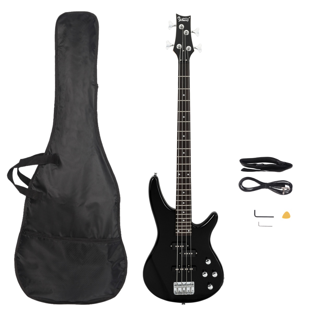 Glarry GIB Full Size 4-String Electric Bass Guitar, Black