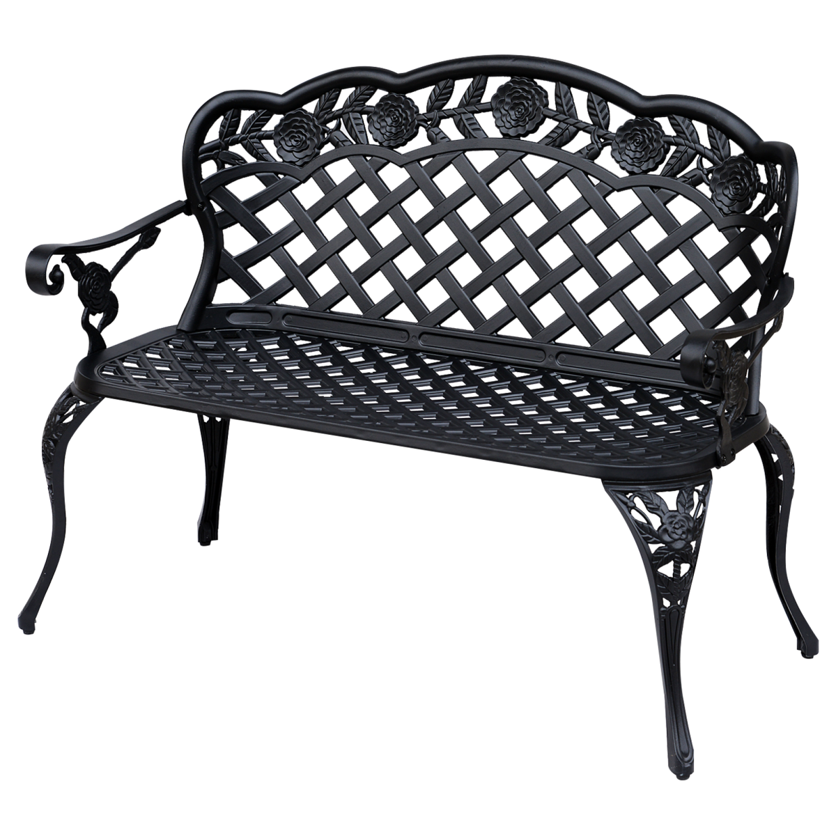 Outsunny Antique Style Cast Aluminium Garden Bench, Black, 107 x 58 x 85 cm