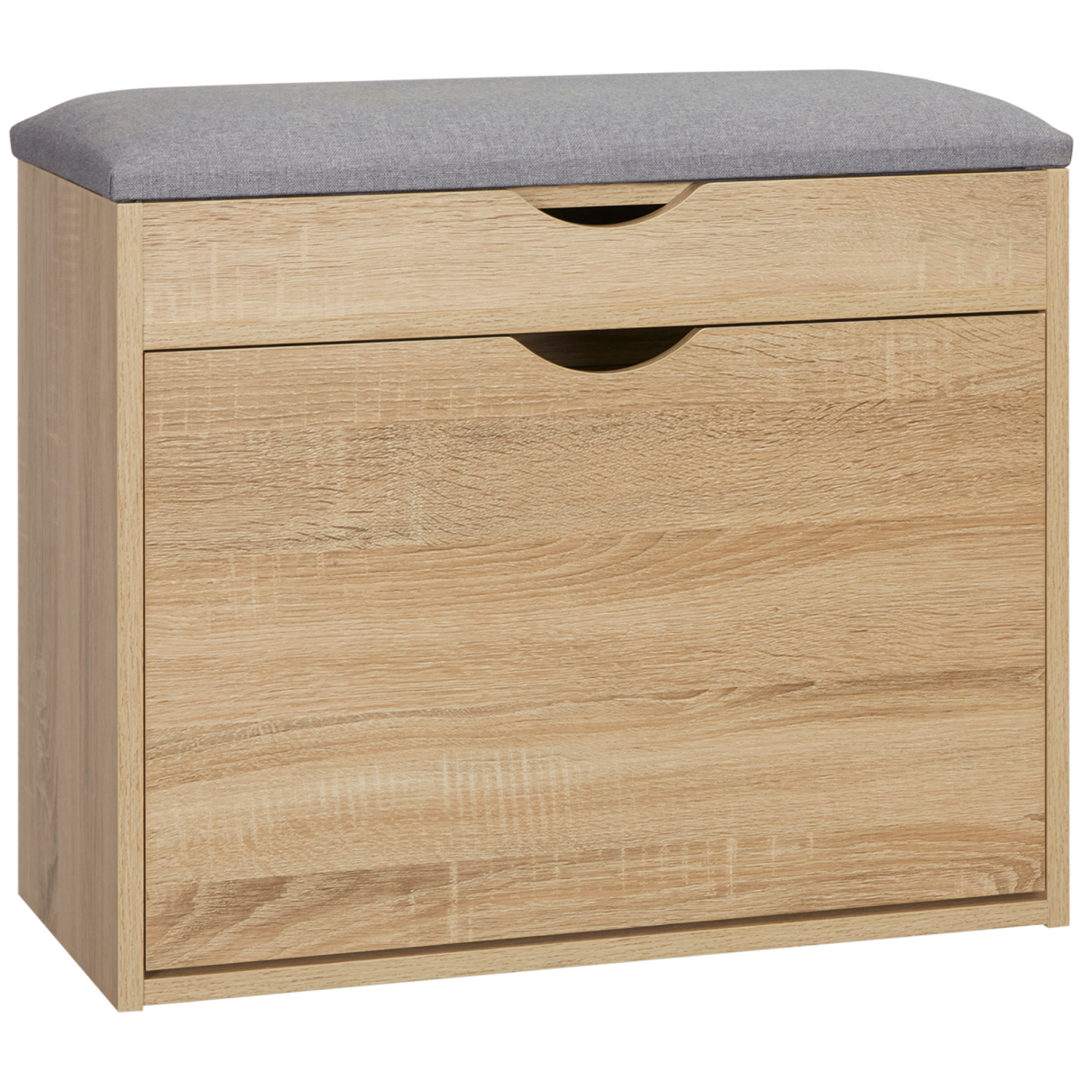 HOMCOM Entryway Shoe Storage Bench with Padded Seat and Two-Part Storage, Natural