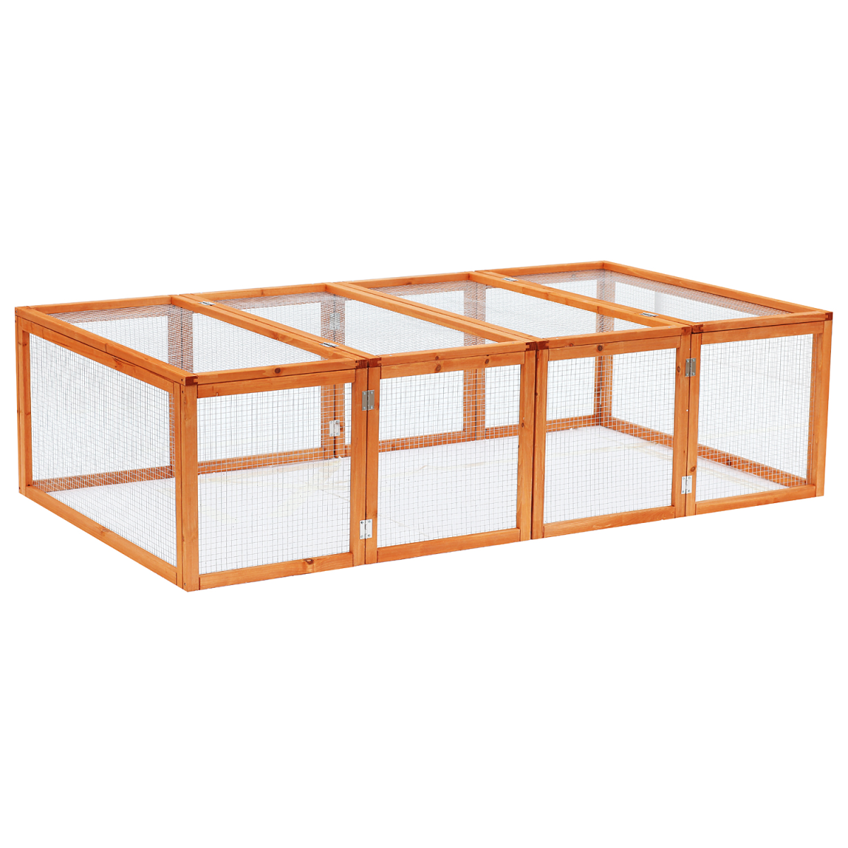 Pawhut Rabbit Hutch with Run and Play Space, Outdoor Mesh Wire Safety, Fir Wood and Metal
