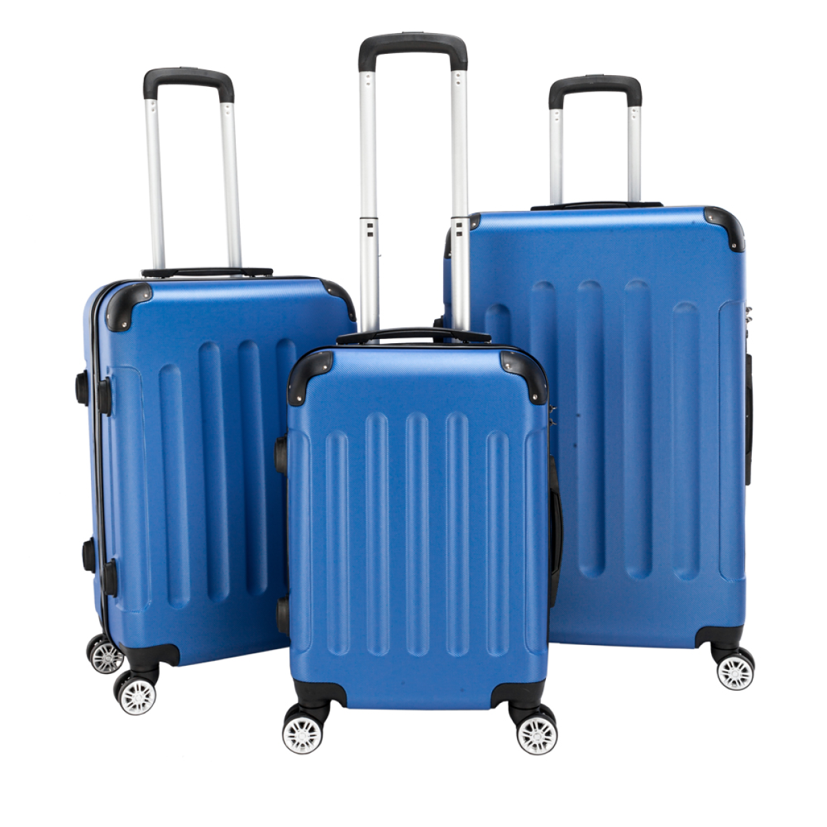 3-Piece Lightweight ABS Suitcase Set with 4 Spinner Wheels Carry-On Luggage