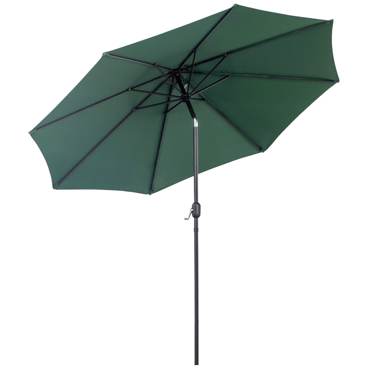 3m Patio Umbrella Outdoor Sunshade Canopy with Tilt and Crank, Green