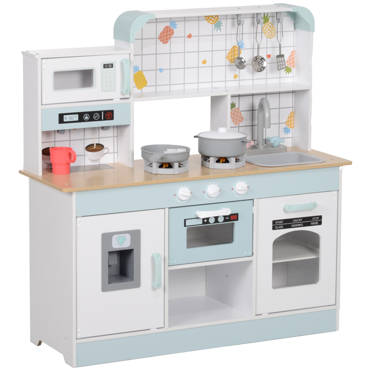 AIYAPLAY Kids Toy Kitchen Playset with Lights, Sounds & Accessories
