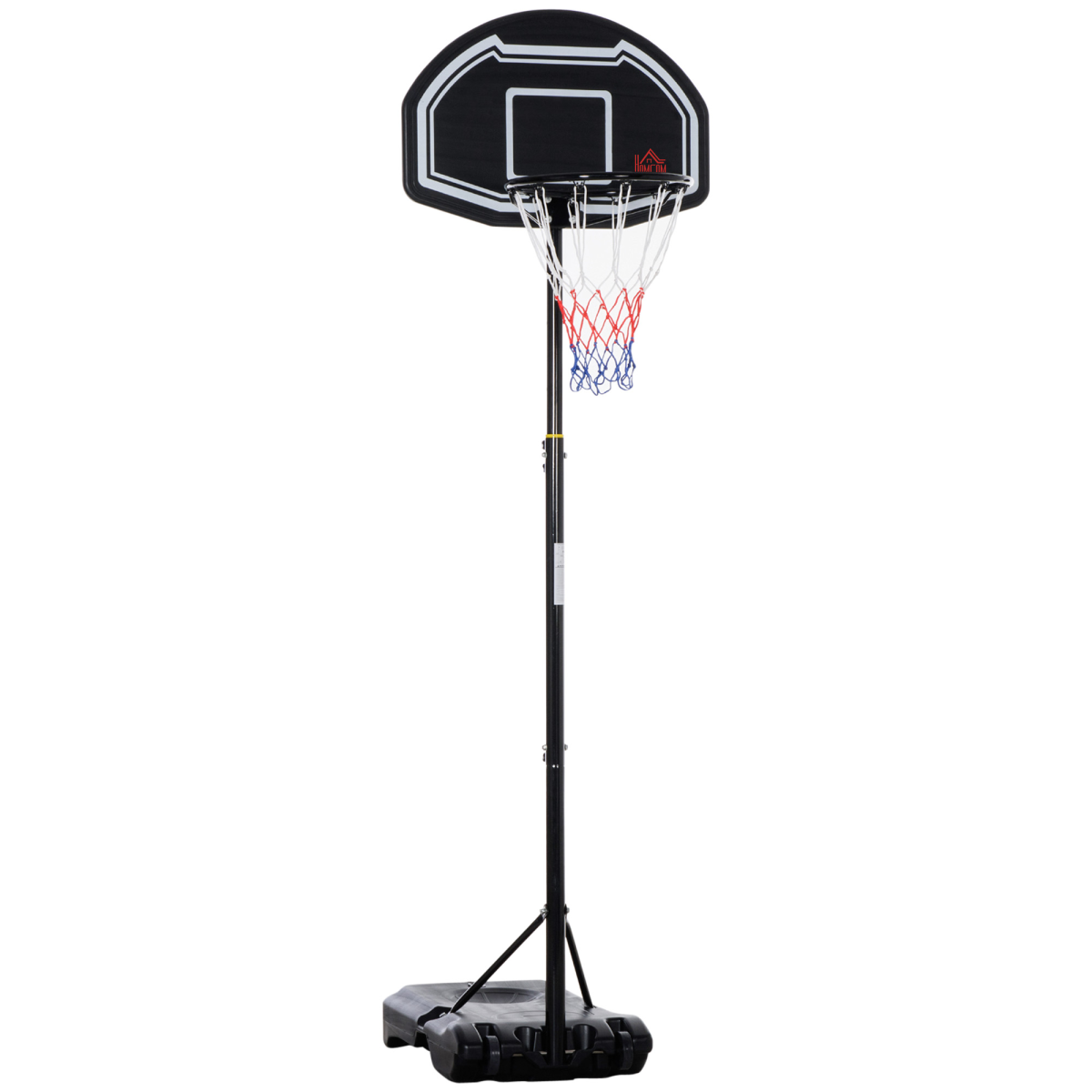 Adjustable Basketball Hoop Stand with Wheels and Fillable Weight Base, Height Adjustable 195-245cm, Steel Frame, PE Backboard