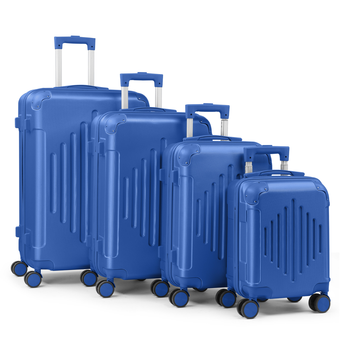 4-Piece ABS Luggage Set with Diamond Texture, Built-In Locks, Navy Blue