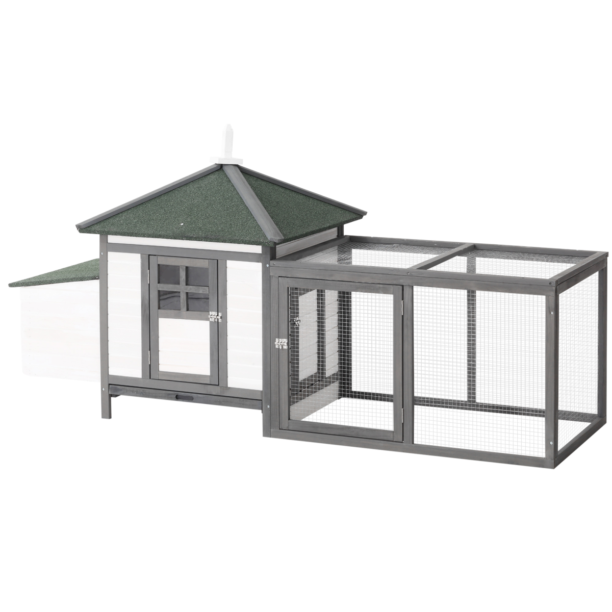 PawHut Wooden Chicken Coop with Nesting Box and Outdoor Run, Backyard Poultry Cage