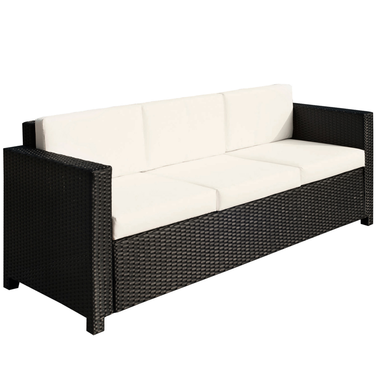 Outsunny 3 Seater Rattan Garden Sofa with Cushions Brown Outdoor Patio Wicker Weave Furniture